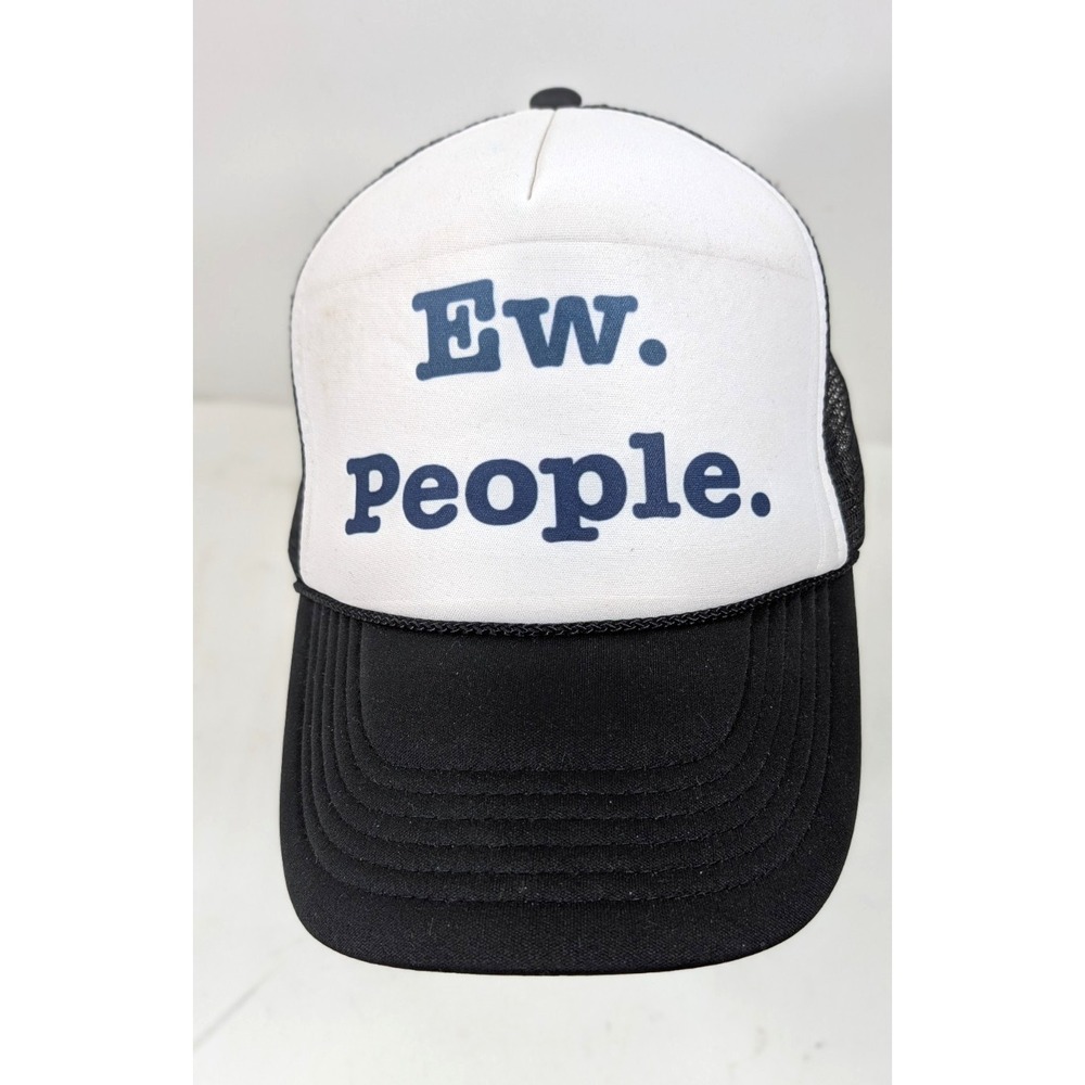 Funny Snapback Trucker NISSUN Cap Foam Mesh "Ew People" vintage 90s Black White